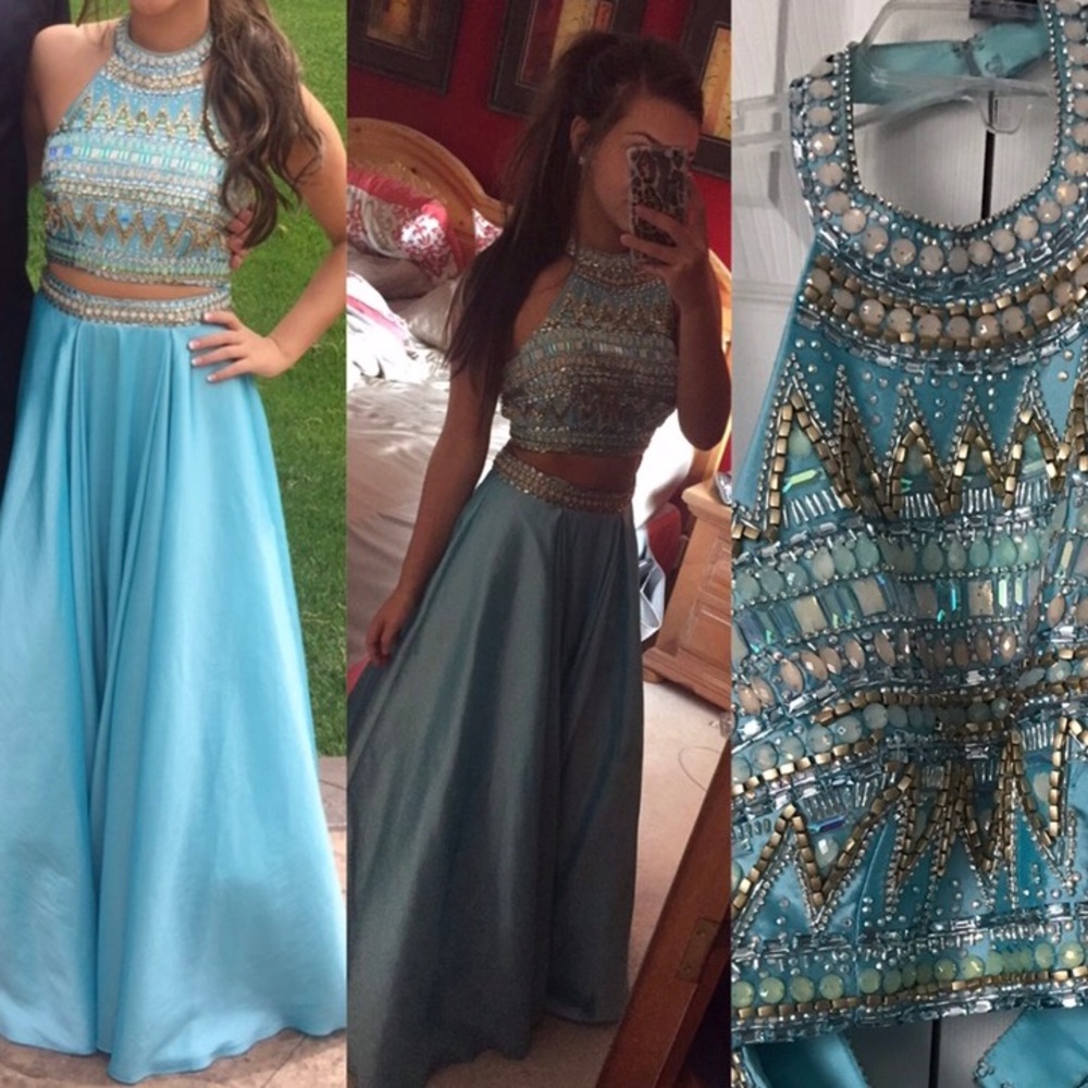 💃🏼3x HP💃🏼Sherri Hill Two Piece Blue Prom Dress